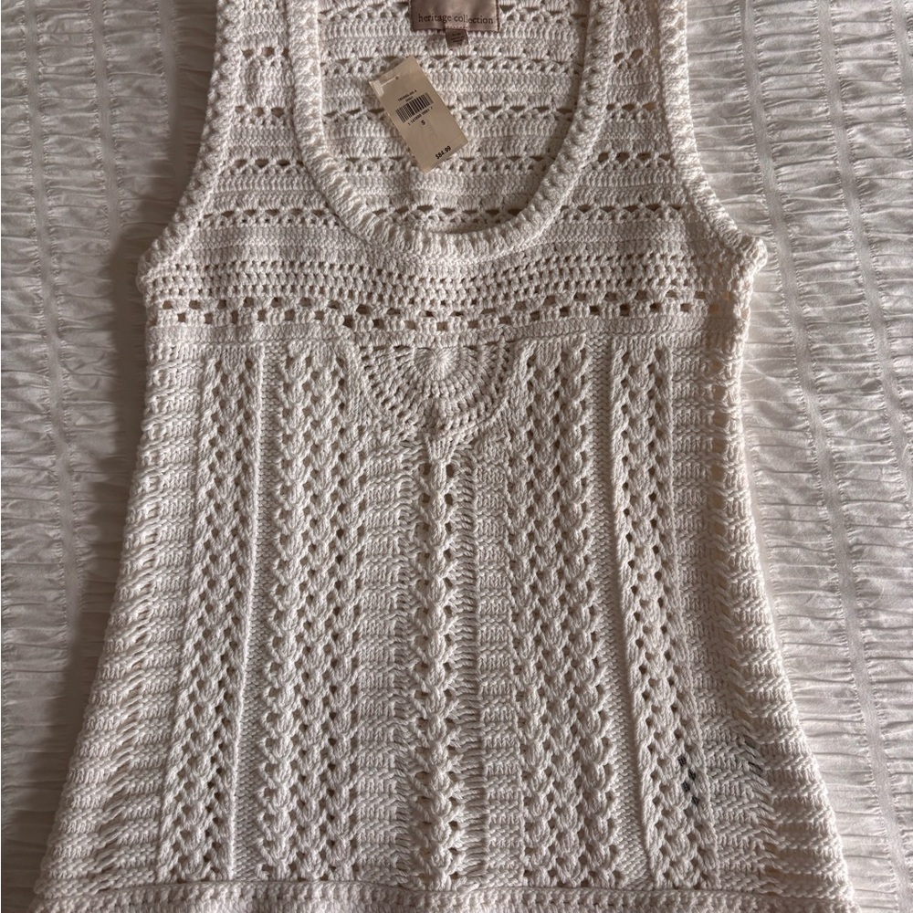 Banana Republic White Crochet Knit Tank